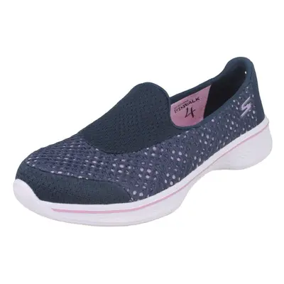 (UK 12.5 Child, Navy/Lavender (Blue)) Girls Skechers Flats With Mesh Detail Go Walk Kindle