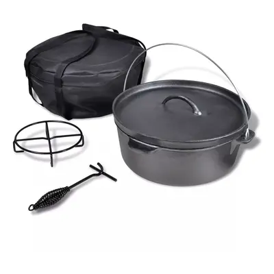 vidaXL Dutch Oven 11.3L with Lid Lifter Stand Bag Outdoor Camping Cooking Tool