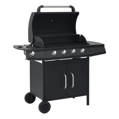 vidaXL Gas Barbecue Grill 4+1 Cooking Zone Black Steel Outdoor BBQ Cooking