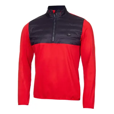 (XL, Red) Calvin Klein Mens Rangewood Half Zip Hybrid Insulated Golf Sweater