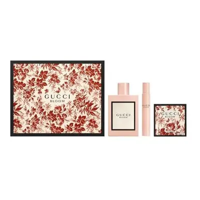 Gucci Bloom Pcs Set: 3.3 Eau De Parfum Spray + 0.25 Oz Roller Ball + 3.5 Oz Perfumed Soap (Hard 