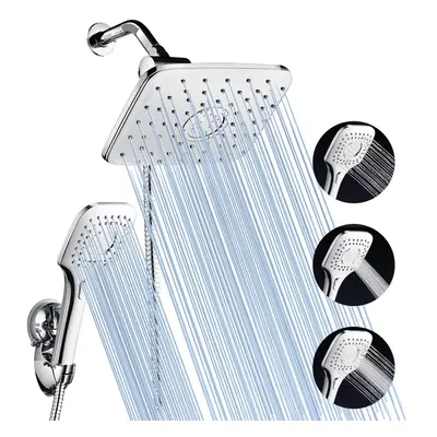 ABS and Chrome Finish Faucet Shower Head Combo w/ 60Inch Stainless Steel Hose for Bathroom