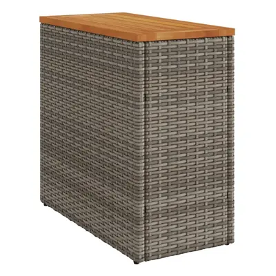 vidaXL Garden Side Table with Wooden Top Outdoor Dining Table Grey Poly Rattan