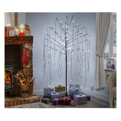 (4ft, Ice White) Weeping Willow Tree Warm/Ice LED's In/Outdoor Tree