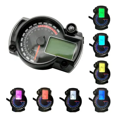 Motorcycle Speedometer Instrument LCD Digital Tachometer Gauge Odometer Colors with Fault Warnin