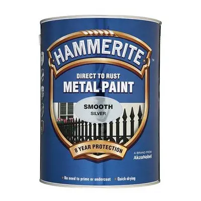 Hammerite SFB25L Direct to Rust Smooth Finish Metal Paint Black 2.5 Litre