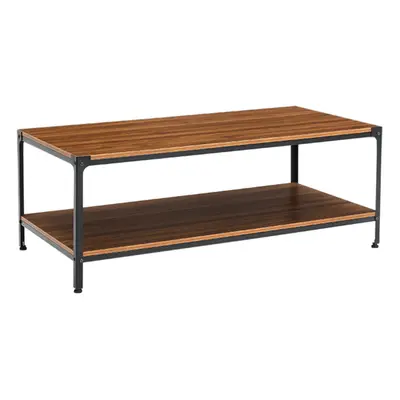 2-Tier Rectangular Walnut Finish Coffee Table,122*60*46cm