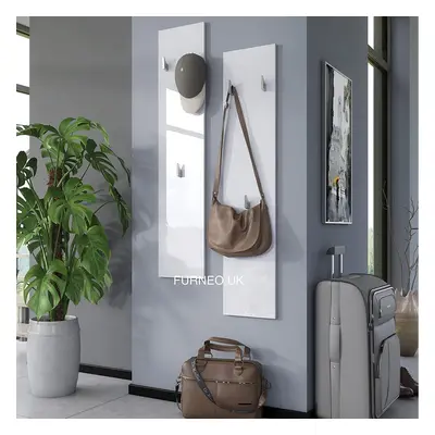 White High Gloss Coat Rack Set Of Wall Panel Hallway Hangers Corido01