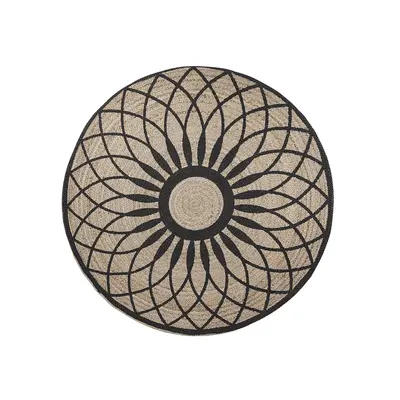 Round Area Rug cm Beige with Black KULLAR