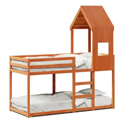 (wax brown, x cm) vidaXL Bunk Bed with Roof Children Bed Frame White 75x190 cm Solid Wood Pine