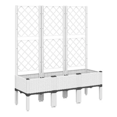 (white, x x cm) vidaXL Garden Planter with Trellis Patio Flower Pot Planter Box Light Grey PP