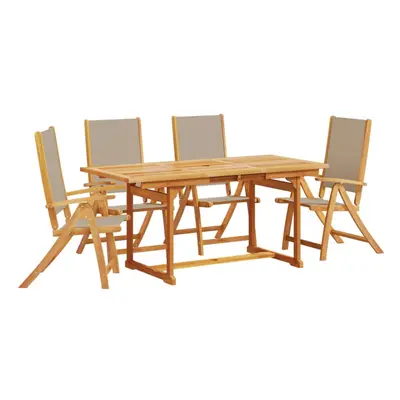 (taupe, piece/rectangular) vidaXL Garden Dining Set Piece Table & Chair Solid Wood Acacia and Te