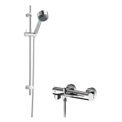 Pride Wall Mount Thermostatic Bath Shower Mixer Tap with Linear Slide Rail Kit - Chrome - Balter