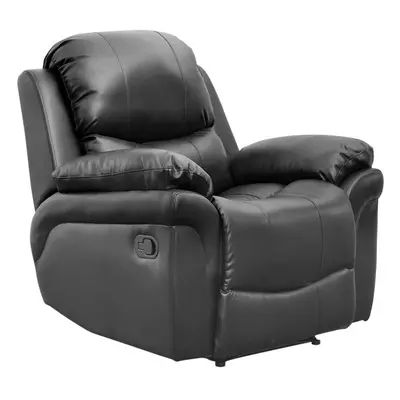 (Black) MADISON BONDED LEATHER RECLINER ARMCHAIR SOFA HOME LOUNGE CHAIR RECLINING GAMING