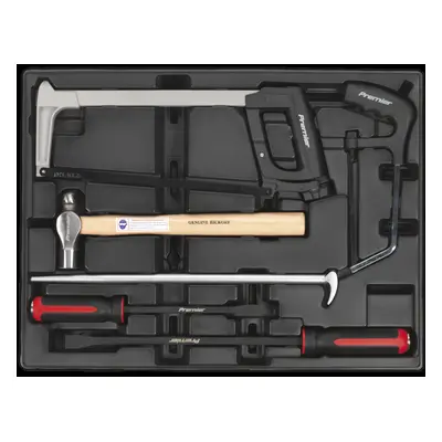 Tool Tray with Pry Bar, Hammer & Hacksaw Set 6pc