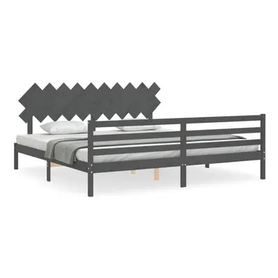 (grey, x cm) vidaXL Bed Frame Platform Bed with Headboard Black Small Single Solid Wood