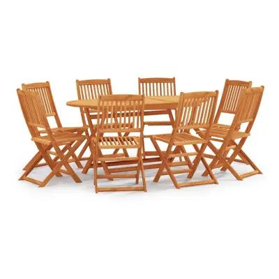 vidaXL Folding Outdoor Dining Set Piece Solid Eucalyptus Wood Table & Chair