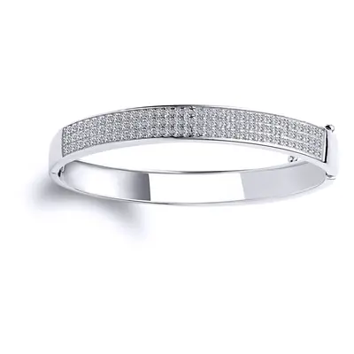 Jewelco London Kids Rhodium Plated Sterling Silver CZ Row Encrusted Eternity Baby Bangle Bracele