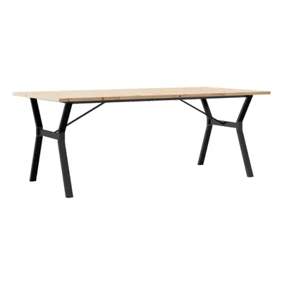 vidaXL Dining Table Y-Frame Kitchen Dinner Table Solid Wood Pine and Cast Iron