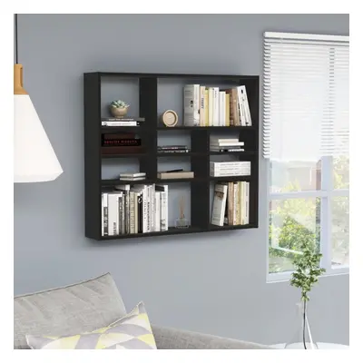 vidaXL Wall Shelf Black Chipboard Bedroom Living Room Office Floating Rack