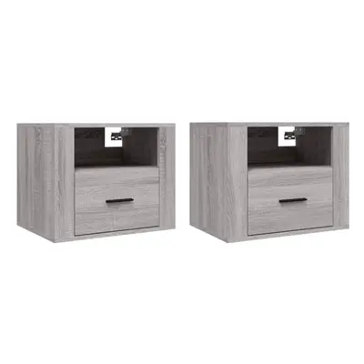 (Grey sonoma, x Bedside cabinet) vidaXL 1/2x Wall-mounted Bedside Cabinet Floating Bedside Unit 