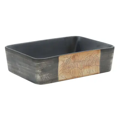 (black and brown) vidaXL Countertop Basin Bathroom Sink Vessel Multicolour Rectangular Ceramic