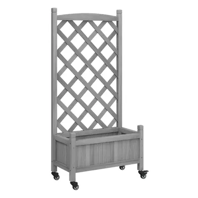 (grey, x 29.5 x 117.5 cm) vidaXL Planter with Trellis Raised Bed Garden Planter Brown Solid Wood