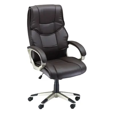 HOMCOM Executive Office Chair Faux Leather Computer Desk Chair w/ Wheel Brown