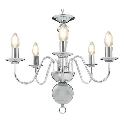 vidaXL Chandelier Silver 5xE14 Bulbs Ceiling Pendant Lamp Living Room Light