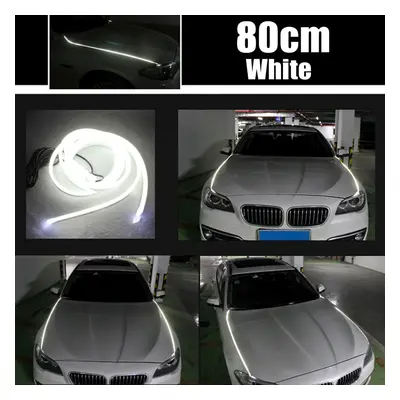 (White) 2PCS Hood LED Light Strip Grilles Under Spoiler Scanning LED Knight Rider