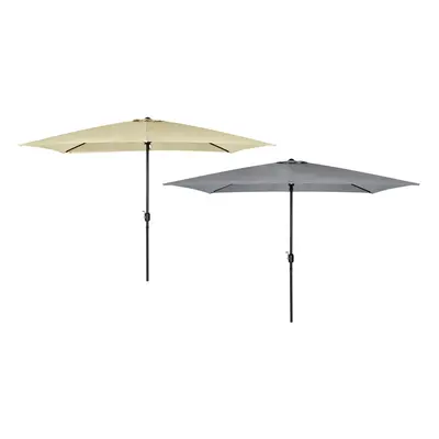 (Beige) Charles Bentley Rectangular Garden Parasol Umbrella with Hard-Wearing Steel Frame in Bei