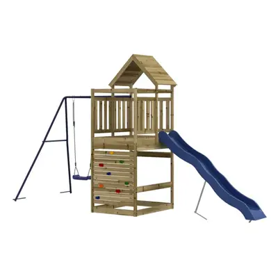 (solid impregnated pinewood) vidaXL Outdoor Playset Garden Playhouse Play Tower Set Impregnated 