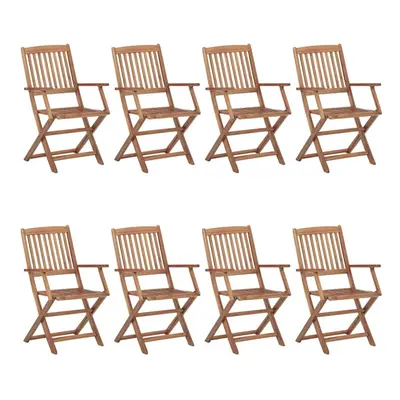 vidaXL 8x Solid Acacia Wood Folding Outdoor Chairs Furniture Garden Seating