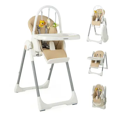 Foldable Baby High Chair Infant Dinning Chair w/ Reclining & Heights