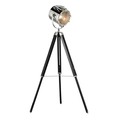 Industrial Tripod Floor Lamp Matt Black E27 Theatre Spot Light Standing Height