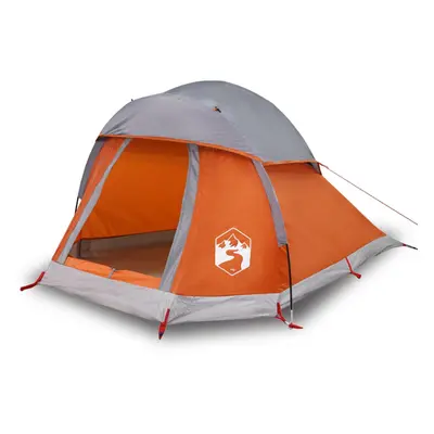 vidaXL Camping Tent Dome 1-Person Lightweight Tent Grey and Orange Waterproof