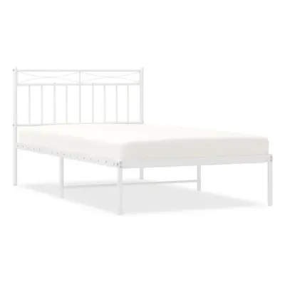 (white, 107x203 cm/with headboard) vidaXL Metal Bed Frame Home Bedroom Bed Base Mattress Foundat