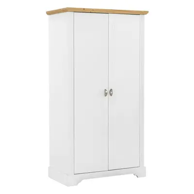 Toledo Door Wardrobe in White and Oak Effect Veneer Hanging Rail Storage