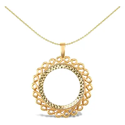 Jewelco London Solid 9ct Yellow Gold Loop Spiral Frame Full Sovereign Coin Mount Pendant - JSP00