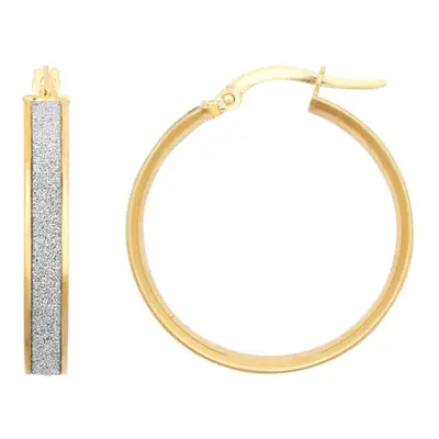 Jewelco London Ladies 9ct Gold MoonDust Stardust 4mm Hoop Earrings 24mm - JER770C