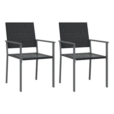 (2 pcs) vidaXL Garden Chairs Outdoor Dining Chair Wicker Chairs Black Poly Rattan