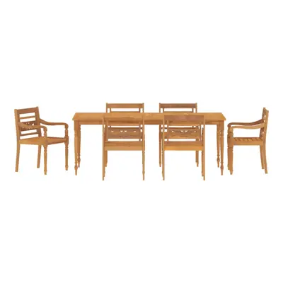 (7 piece) vidaXL Garden Dining Set Wooden Outdoor Table and Chairs Set Solid Wood Teak