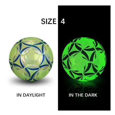 (Glow in dark, Size 4) Reflective Soccer Ball Glowing Luminous Non Slip Football Glow In Dark wi