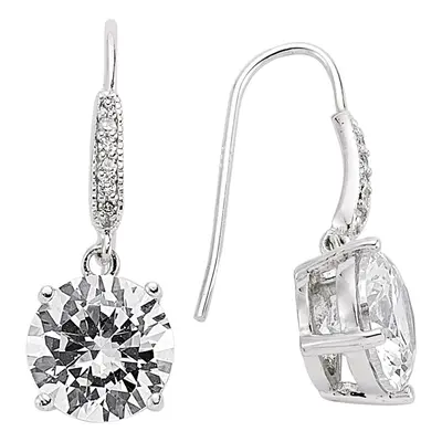 Jewelco London Ladies Sterling Silver Cubic Zirconia Solitaire Drop Earrings - GVE234