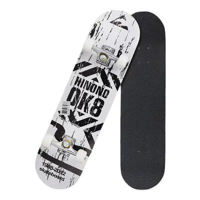 (White Black) 31.5'' Ply Maple LED Flashing Skateboard Chrome Steel Longboard Bearing for Adults