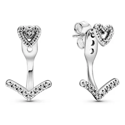 Pandora Sparkling Wishbone Heart Stud Earrings 299280C01