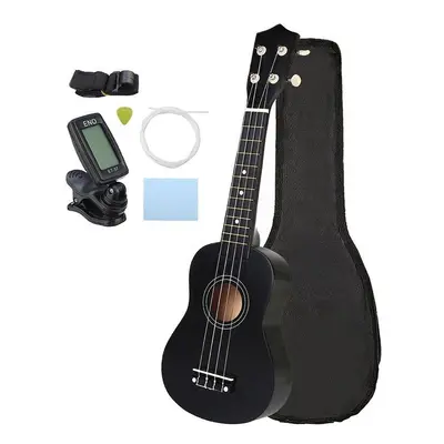 21 Inch Economic Soprano Ukulele Uke Musical Instrument With Gig bag Strings Tuner Black