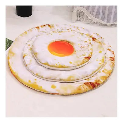 (L, Type B) Fried Eggs Bacon Chinese Cabbage Pattern Pet Mat Round Cat Puppy Bed Blanket Dog Mat