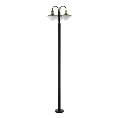 IP44 Outdoor Bollard Light Black & Gold Curved Lamp Post x 60W E27 Bulb