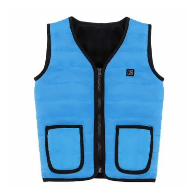 (Blue, 160cm) Children Kids 5V Gears USB Heated Vest Electric Fast Heating Jacket Clothing